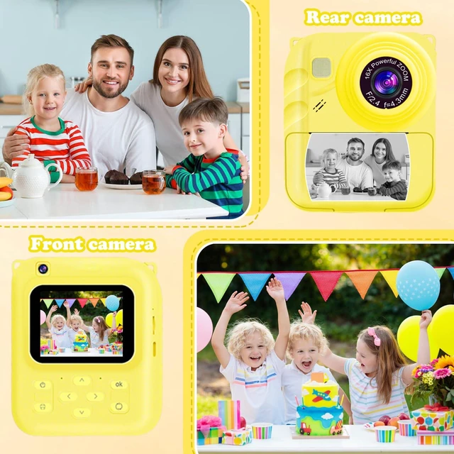 Alt view image 7 of 7 - Instant Print Camera for Kids, 1080P Video Camera with 3 Print Rolls 32GB Card & Cute Cover, Gift for Girls Boys Age 3-12, Toddler Digital Camera with Games, Filters, Music Yellow