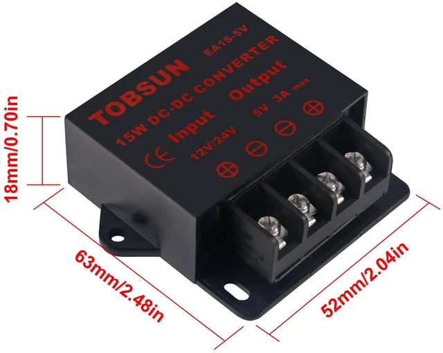 Alt view image 5 of 6 - 2 Pack 12V /24V to 5V 3A Converter,DC Converter Step Down Regulator 5V Regulated Power Supplies Transformer Converter,(5V 3A 15W)