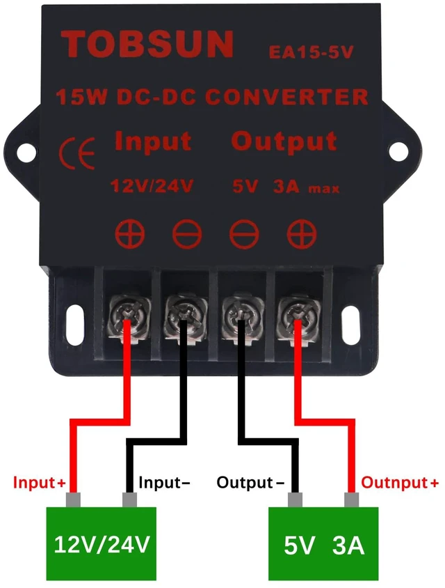 Alt view image 6 of 6 - 2 Pack 12V /24V to 5V 3A Converter,DC Converter Step Down Regulator 5V Regulated Power Supplies Transformer Converter,(5V 3A 15W)