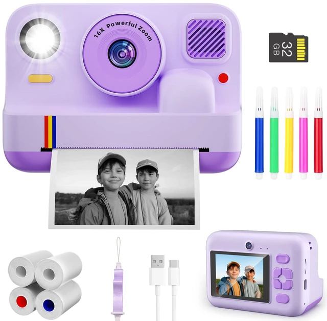 Main image of Digital Camera for Kids, App Printing, 1080P Video, Dual-Lens Selfie Digital Camera with 32G SD, Christmas Birthday Gifts for Girls Boys 4 5 6 7 8 9 10 11 12 Year Old, Toddler Toy_Purple