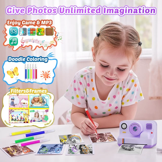 Alt view image 4 of 7 - Digital Camera for Kids, App Printing, 1080P Video, Dual-Lens Selfie Digital Camera with 32G SD, Christmas Birthday Gifts for Girls Boys 4 5 6 7 8 9 10 11 12 Year Old, Toddler Toy_Purple