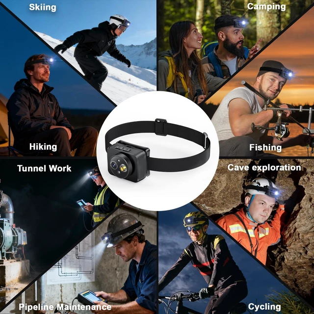 Alt view image 5 of 7 - Head-Mounted Camera, LED Headlamp, 1080P HD Action Camera, Wearable Video Recording, 64GB Internal Storage, Suitable for Nighttime Outdoor Activities Such as Electricians, Cycling, and Fishing