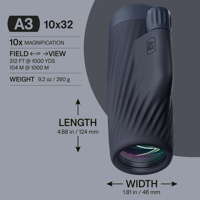 Alt view image 2 of 7 - A3 10x32 Monocular Sky Captain Blue Waterproof, Fogproof, 10X Magnification, Fully Multi-Coated Lenses & Rubber Armor
