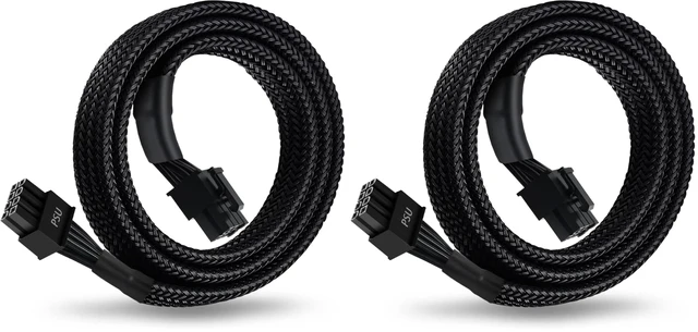 Main image of 8 Pin PCIe Cable for EVGA Power Supply, PCIe 8 Pin Male to (6+2) Male PCI Express Power Adapter Sleeved 25-inch (63cm) (Pack of 2)