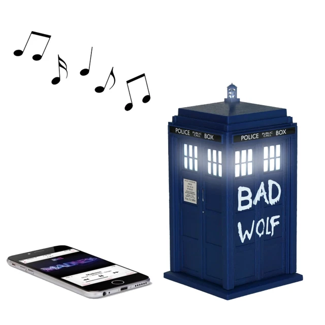 Alt view image 3 of 7 - Doctor Who BAD WOLF TARDIS Bluetooth Speaker with Light & Sound Effects Bring the Time Lord's legendary time machine to life with authentic Doctor Who sounds, audiobooks, and illuminating effects!