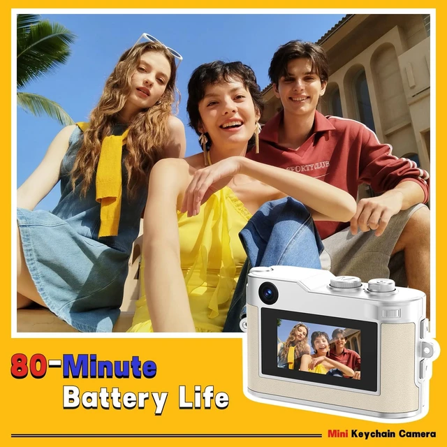 Alt view image 4 of 7 - Y2K Mini Keychain Camera, Retro Aesthetic Digital Point and Shoot Camera for Teens, Pocket-Sized Vintage Digicam Bag Charm, 1080P Vlogging Camera with 8GB Card, Birthday Gift for Kids & Friends