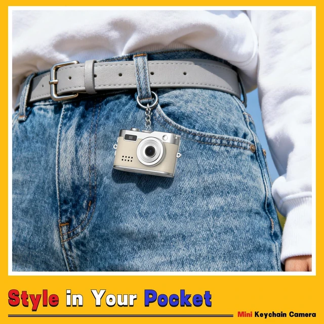 Alt view image 6 of 7 - Y2K Mini Keychain Camera, Retro Aesthetic Digital Point and Shoot Camera for Teens, Pocket-Sized Vintage Digicam Bag Charm, 1080P Vlogging Camera with 8GB Card, Birthday Gift for Kids & Friends