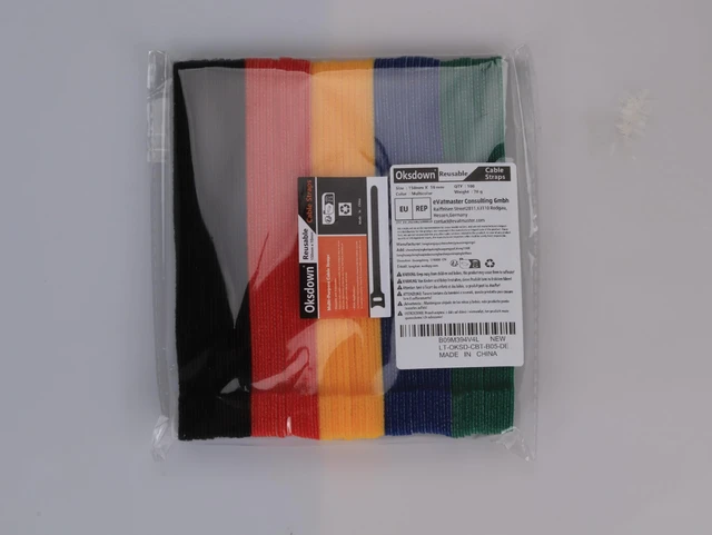 Alt view image 2 of 6 - 100 Pack 5 Color Reusable Cable Ties Multi Color Releasable Cable Straps Adjustable Hook and Loop Colorful Cable Wire Tidy for PC Cable Management