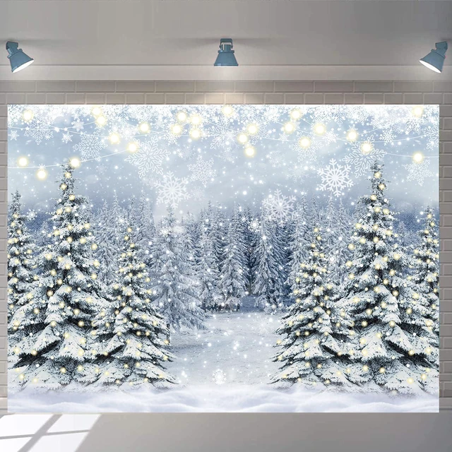 Main image of Winter Forest Photography Backdrop Glitter Snowy Pine Tree Scene Background 10X8FT Winter Christmas Backdrop, Xmas Happy New Year Family Holiday Party Decoration Banner, Photo Prop