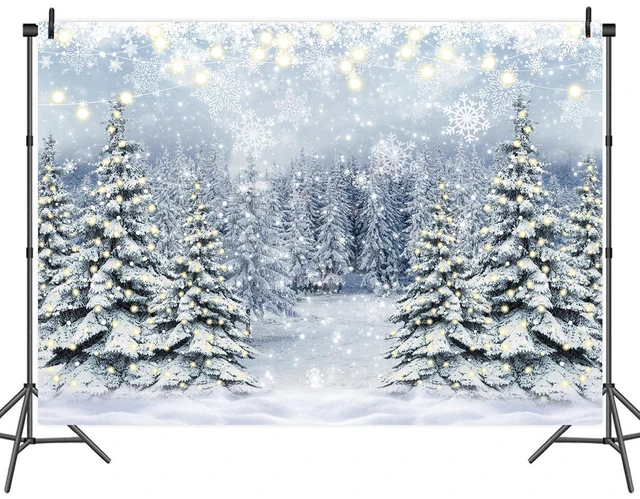 Alt view image 2 of 7 - Winter Forest Photography Backdrop Glitter Snowy Pine Tree Scene Background 10X8FT Winter Christmas Backdrop, Xmas Happy New Year Family Holiday Party Decoration Banner, Photo Prop