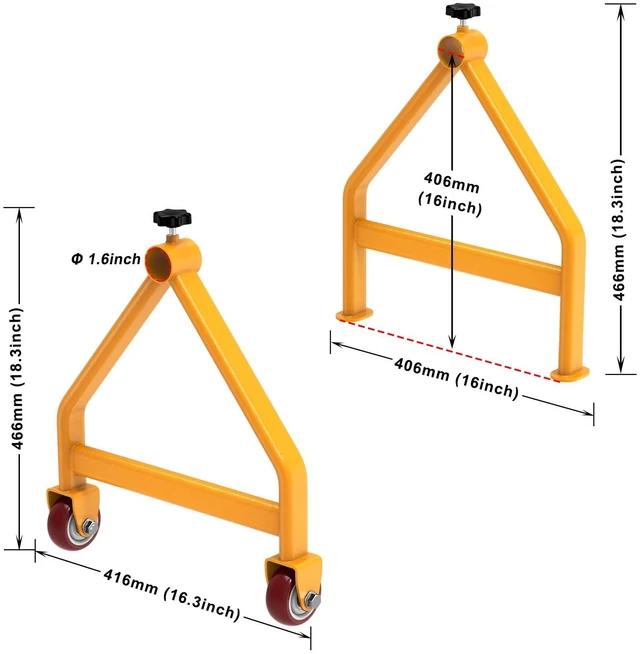 Alt view image 7 of 7 - Wire Spool Rack for up to 28" Spools, Yellow Fully Welded, Portable Cable Caddy with Wheels for Smooth Cable Dispensing on Job Sites, 220 lbs Capacity