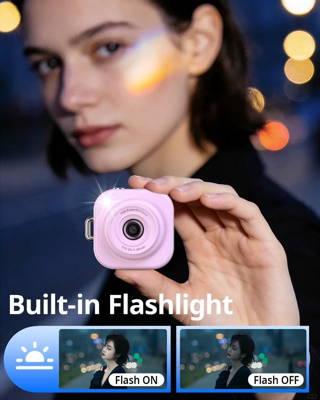 Alt view image 2 of 7 - Mini Keychain Camera,1080P Mini Digital Camera with 32GB Card 750mAh long Battery keychain camera,Zinc Alloy Body,2" HD LCD Display & Flash,Pocket-Size Small Camera for Travel, Birthday