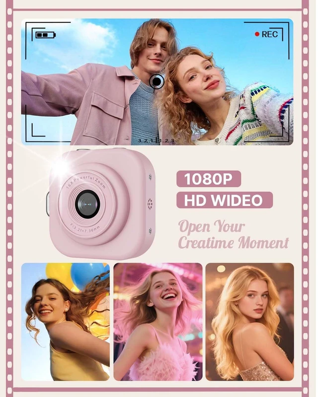 Alt view image 7 of 7 - Mini Keychain Camera,1080P Mini Digital Camera with 32GB Card 750mAh long Battery keychain camera,Zinc Alloy Body,2" HD LCD Display & Flash,Pocket-Size Small Camera for Travel, Birthday