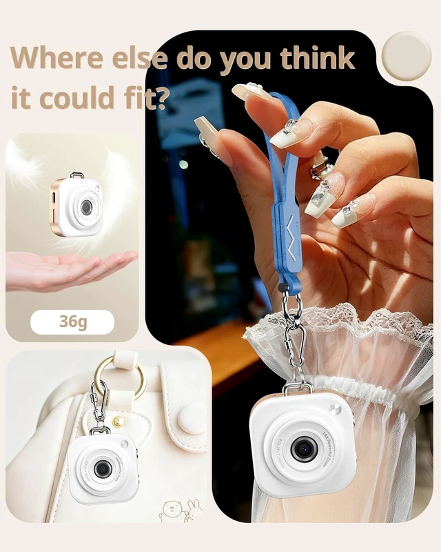 Alt view image 5 of 7 - Mini Keychain Camera,1080P Mini Digital Camera with 32GB Card 750mAh long Battery keychain camera,Zinc Alloy Body,2" HD LCD Display & Flash,Pocket-Size Small Camera for Travel, Birthday