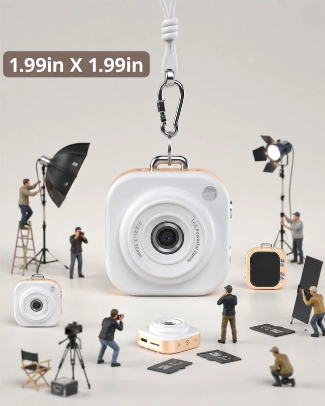 Alt view image 6 of 7 - Mini Keychain Camera,1080P Mini Digital Camera with 32GB Card 750mAh long Battery keychain camera,Zinc Alloy Body,2" HD LCD Display & Flash,Pocket-Size Small Camera for Travel, Birthday