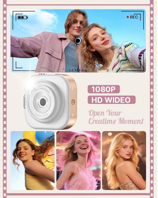 Alt view image 7 of 7 - Mini Keychain Camera,1080P Mini Digital Camera with 32GB Card 750mAh long Battery keychain camera,Zinc Alloy Body,2" HD LCD Display & Flash,Pocket-Size Small Camera for Travel, Birthday