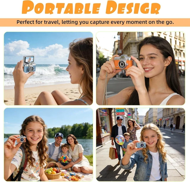 Alt view image 4 of 7 - Mini Keychain Camera with Flip Screen,1080P HD Portable Digital Camera Multiple Shooting Recording Modes,Pocket Camera with 16GB SD Card for Travel, Party. Ideal Pendant Gift