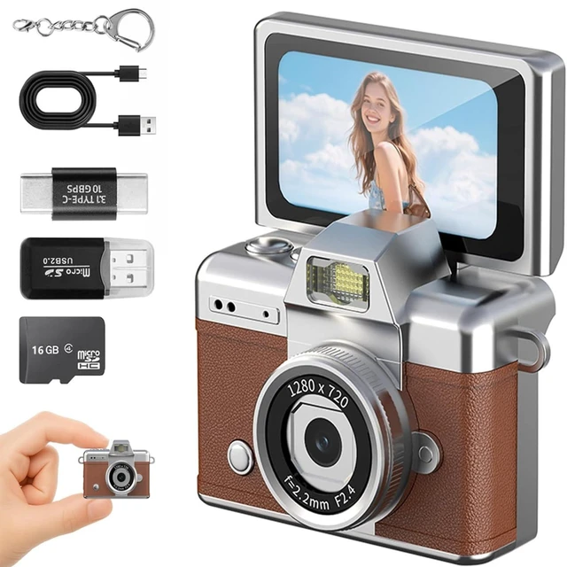 Main image of Mini Keychain Camera with Flip Screen,1080P HD Portable Digital Camera Multiple Shooting Recording Modes,Pocket Camera with 16GB SD Card for Travel, Party. Ideal Pendant Gift