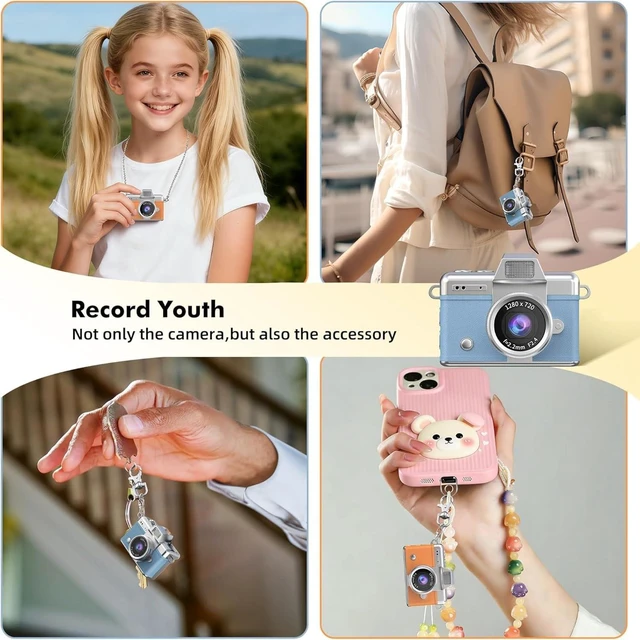 Alt view image 6 of 7 - Mini Keychain Camera with Flip Screen,1080P HD Portable Digital Camera Multiple Shooting Recording Modes,Pocket Camera with 16GB SD Card for Travel, Party. Ideal Pendant Gift