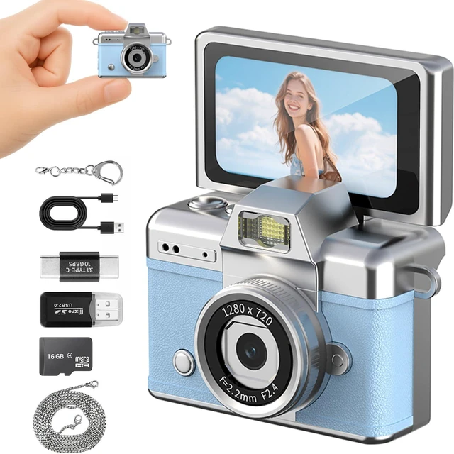 Main image of Mini Keychain Camera with Flip Screen,1080P HD Portable Digital Camera Multiple Shooting Recording Modes,Pocket Camera with 16GB SD Card for Travel, Party. Ideal Pendant Gift