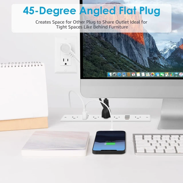 Alt view image 5 of 7 - 13 in 1 Recessed Power Strip Flat Plug, with USB, White, 6FT Cord 20W Fast Charging Furniture Outlet, Conference Surge Protection Socket with 5 AC Plugs, 6 USB-A 2 USB-C