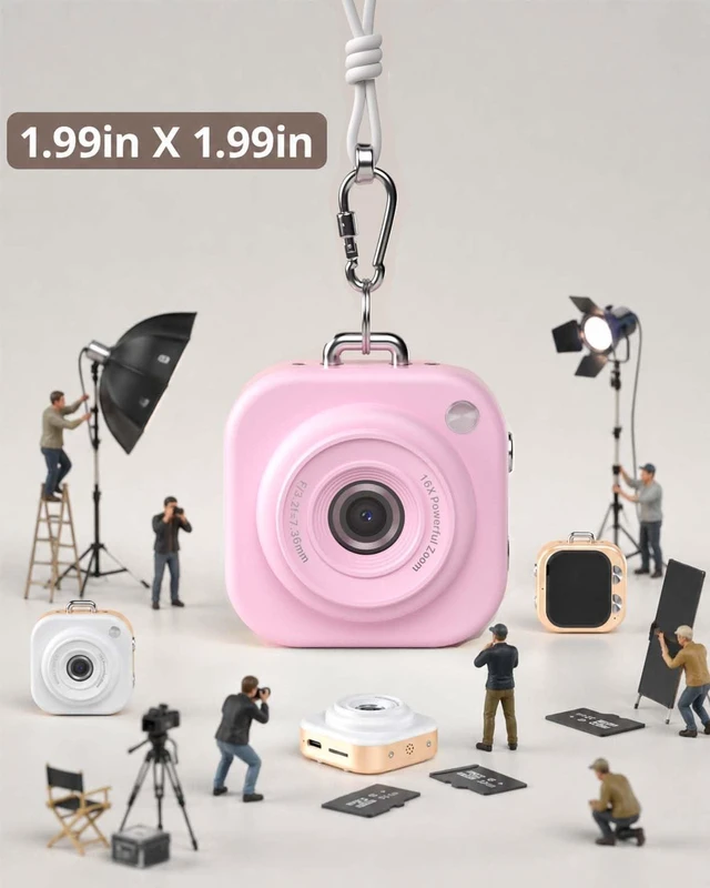 Alt view image 6 of 7 - Mini Keychain Camera,1080P Mini Digital Camera with 32GB Card 750mAh long Battery keychain camera,Zinc Alloy Body,2" HD LCD Display & Flash,Pocket-Size Small Camera for Travel, Birthday