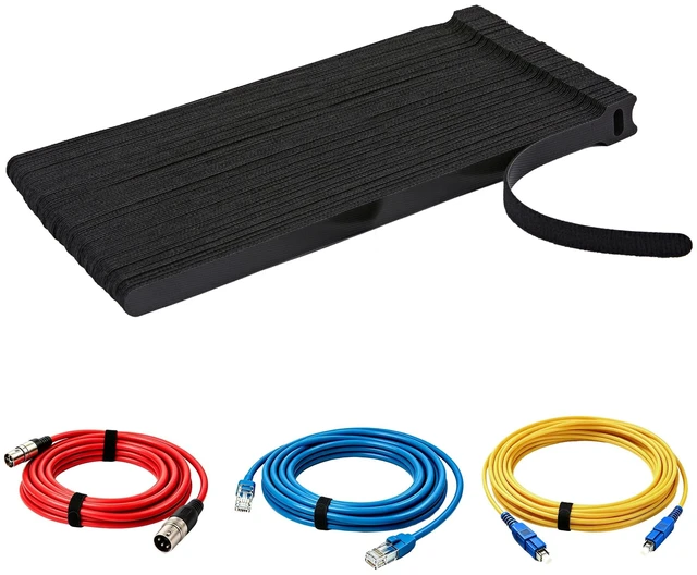 Main image of 100 Pcs 10-Inch Heavy-Duty Self-Fastening Cable Ties - Durable, Reusable Straps for Wire Organization, Ideal for Home, Office, Garage, and Outdoor Use