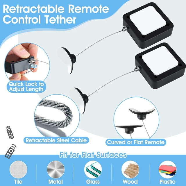 Alt view image 4 of 7 - 12 PCS Retractable Remote Control Tether 6.6ft/2m Remote Leash Remote Rescue for TV Remotes Game Controllers and Tablets Remote Control Security for Home Showroom Hotel