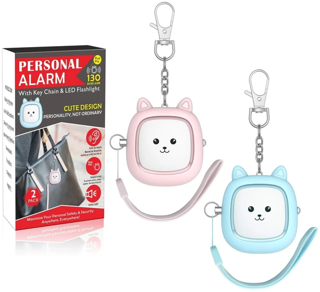 Main image of Personal Safety Alarm, 2 Pack Loud 130dB Siren Emergency Panic Alarm with LED Light, Easy Pull Pin Keychain Self-Defense Security Alarm for Women, Seniors, Kids