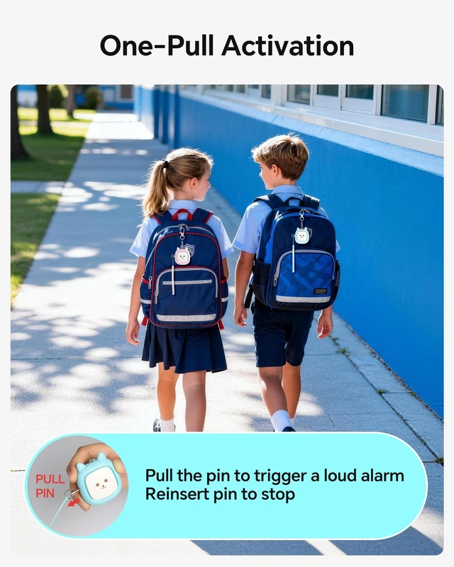 Alt view image 3 of 7 - Personal Safety Alarm, 2 Pack Loud 130dB Siren Emergency Panic Alarm with LED Light, Easy Pull Pin Keychain Self-Defense Security Alarm for Women, Seniors, Kids