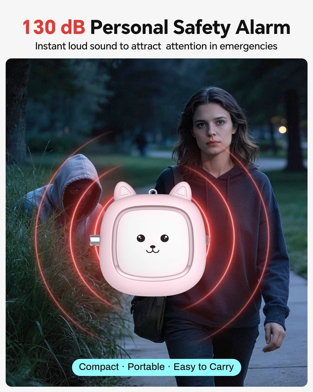Alt view image 2 of 7 - Personal Safety Alarm, 2 Pack Loud 130dB Siren Emergency Panic Alarm with LED Light, Easy Pull Pin Keychain Self-Defense Security Alarm for Women, Seniors, Kids