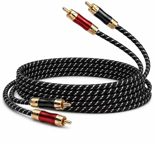 Main image of RCA Cables 3FT, Audiophile HiFi Stereo Shielded for Subwoofer/Home Audio | Premium OFC - 24K Gold-Plugs Cable, 2-Rca Male Audio Stereo Cable for Home Theater, TV, Amp, CD, Speakers and etc