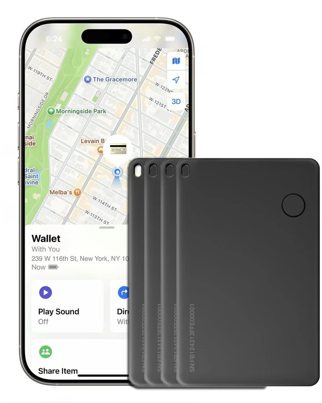 Main image of Wallet Tracker Card, Rechargable, Works with Apple Find My, iPhone (iOS Only), Bluetooth Item Locator for Luggage, Bags, Passport, IP68 Waterproof (4 Pack)