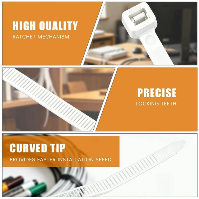 Alt view image 3 of 7 - Clear Zip Ties Heavy Duty 400 Pack Assorted Sizes 8+12+14+18 Inch White Cable Ties Industrial Plastic Ties With Self-Locking Adjustable More Durable Nylon Tie Wraps for Indoor Outdoor