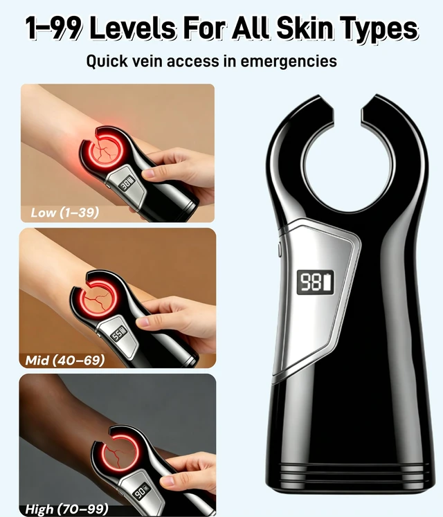 Alt view image 2 of 5 - Portable Vein Finder for IV Access (Black) Hand Held Vein Locator Device Type-C Charging Suitable for All Skin Tones, Nurses, Doctors and Home Use