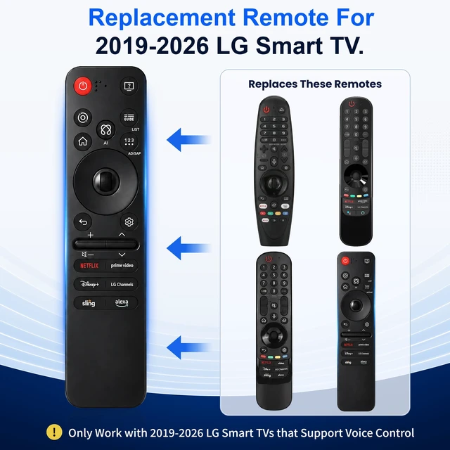 Alt view image 2 of 7 - Replacement for LG TV Remote, for All 2019-2026 LG Remote Control for Smart TV with Voice and Pointer, for LG Magic Remote