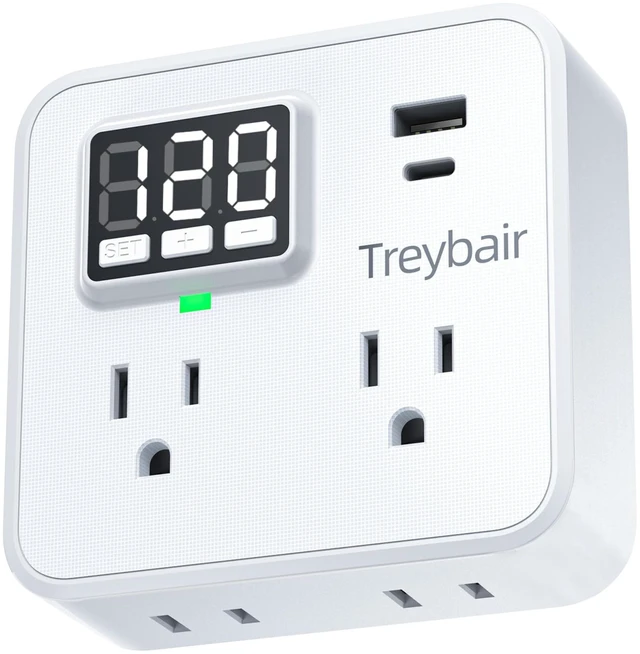 Main image of Surge Protector 1800J Outlet Extender with Voltage Display 4AC Outlet Splitter, 18W Dual Port USB-C & USB-A Wall Charger, Voltage Settings & LED Indicators for Home Office Dorm