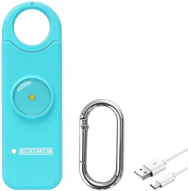 Main image of Rechargeable Personal Safety Alarm for Women 130dB Loud Siren & Strobe Light & Low Battery Notice, Emergency Keychain Alarm for Self Defense (Aqua)