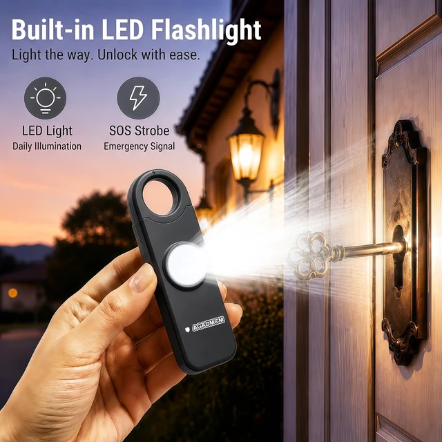 Alt view image 5 of 7 - Rechargeable Personal Safety Alarm for Women 130dB Loud Siren & Strobe Light & Low Battery Notice, Emergency Keychain Alarm for Self Defense (Charcoal Black)