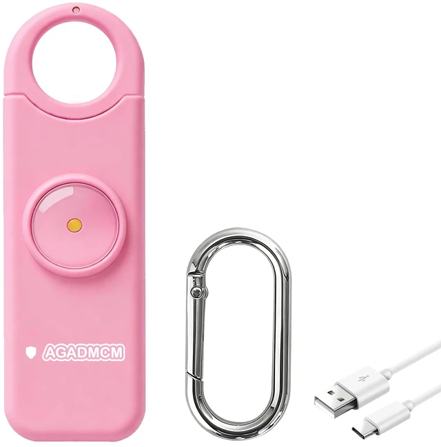 Main image of Rechargeable Personal Safety Alarm for Women 130dB Loud Siren & Strobe Light & Low Battery Notice, Emergency Keychain Alarm for Self Defense (Baby Pink)