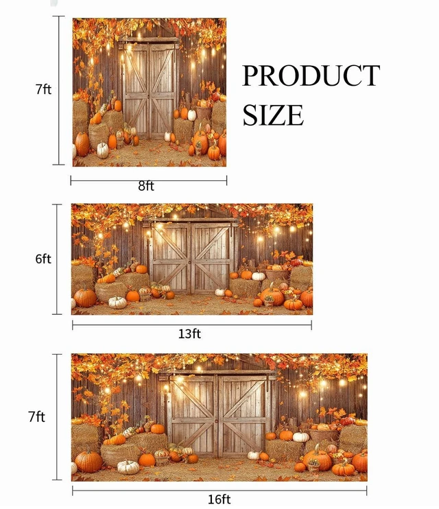 Alt view image 4 of 4 - Fall Thanksgiving Garage Door Cover Banner Decorations, Happy Autumn Fall Festival Holiday Outdoor Car Garage Door Murals Buddy Decorations Backdrops Party Wall Decor Extra Large 16 X 7 Ft