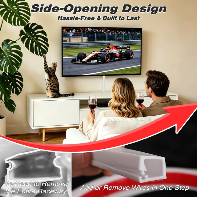 Alt view image 3 of 7 - Silicone Mini Cord Hider,Side-Opening Cord Cover for 1 Wire on Wall,118" Self Adhesive Wire Covers for Cords on Wall,Flexible Cable Hider Raceway for Wall Mounted TV,Hide Cord & Cable Management