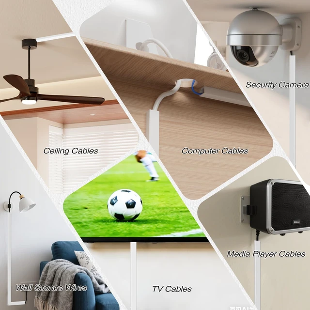 Alt view image 7 of 7 - Silicone Mini Cord Hider,Side-Opening Cord Cover for 1 Wire on Wall,118" Self Adhesive Wire Covers for Cords on Wall,Flexible Cable Hider Raceway for Wall Mounted TV,Hide Cord & Cable Management