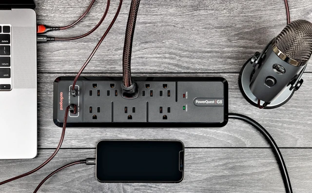 Alt view image 5 of 7 - PowerQuest G8 8-Outlet Surge Protector