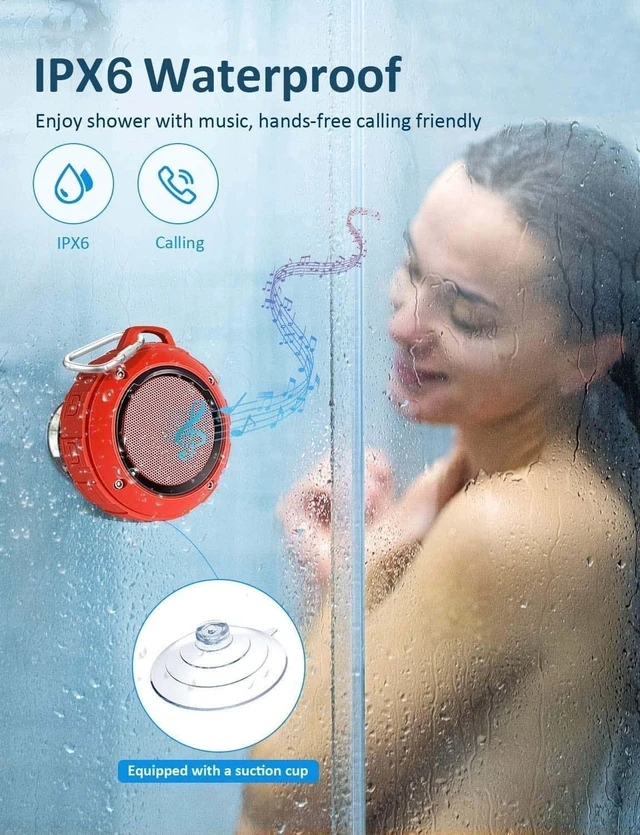 Alt view image 2 of 7 - Outdoor Waterproof Bluetooth Speaker, Wireless Portable Mini Shower Travel Speaker with Subwoofer, Enhanced Bass, Built in Mic for Sports, Pool, Beach, Hiking, Camping
