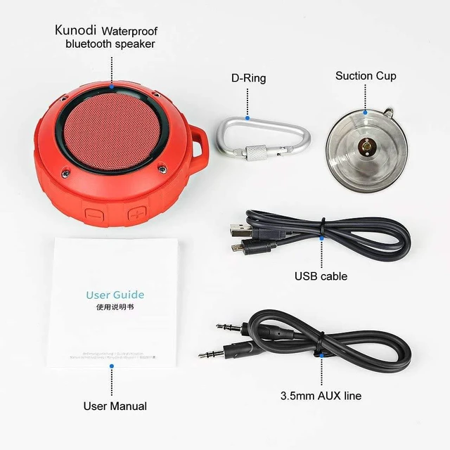 Alt view image 7 of 7 - Outdoor Waterproof Bluetooth Speaker, Wireless Portable Mini Shower Travel Speaker with Subwoofer, Enhanced Bass, Built in Mic for Sports, Pool, Beach, Hiking, Camping