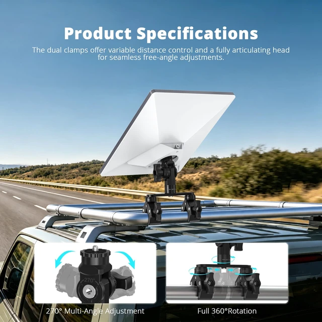 Alt view image 5 of 7 - ® Dual Clamp RV Ladder Pole Mount for Starlink Mini/ Mini X For Starlink Mini & Mini X, 270° tilt, 1/4" & 3/8" thread Adjustable, Aluminum Dual-Clamp for RV ladders, Poles & SUV Racks