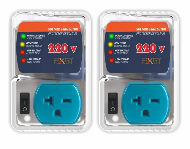Main image of Refrigerator Surge Protector Outlet, Adjustable Voltage Regulator Against High and Low Voltage, Power Surge Protection for Fridge, Freezer and Home Appliances, 220V 4400W, 2 Pack