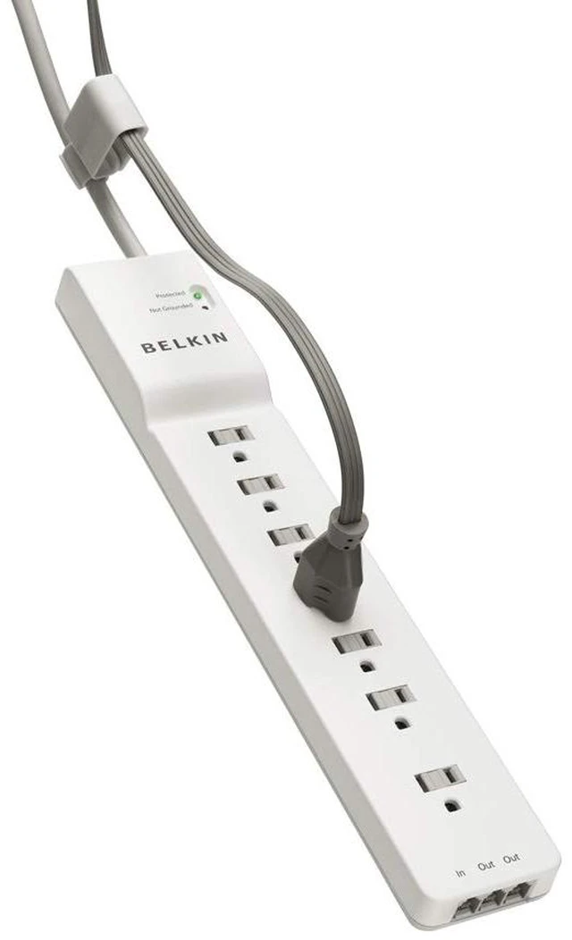Alt view image 2 of 4 - Power Strip, Surge Protector with 7 AC Multiple Outlets, 6 ft Long Heavy Duty Extension Cord for Home, Office, Travel, Laptop, Computer Desktop & Phone Charger - White (2320 Joules), 6'