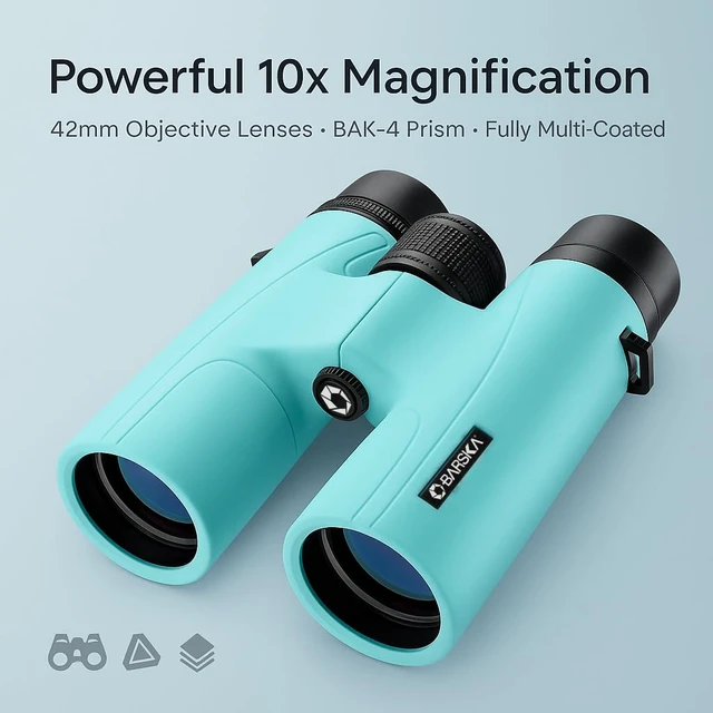 Alt view image 3 of 7 - Crush 10x42 Binoculars Lightweight, Compact & Shockproof Design in Bright Colors for Hiking, Travel, Concerts, Sports, Great Gift Idea Case & Strap Included